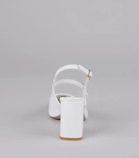 Point Made Buckle Strap Sling-Back Pumps