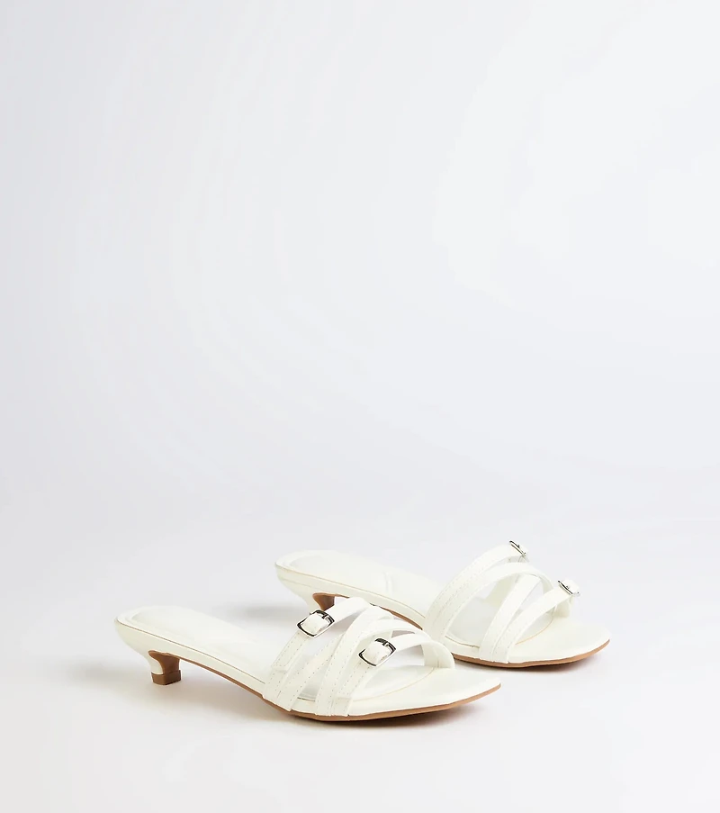 Trendy Steps Buckle Strap Kitten Heel Mules
