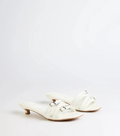 Trendy Steps Buckle Strap Kitten Heel Mules