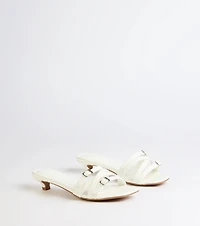 Trendy Steps Buckle Strap Kitten Heel Mules