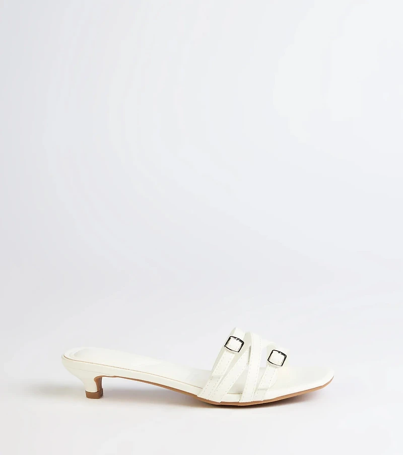 Trendy Steps Buckle Strap Kitten Heel Mules