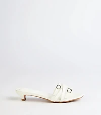 Trendy Steps Buckle Strap Kitten Heel Mules