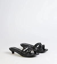 Trendy Steps Buckle Strap Kitten Heel Mules