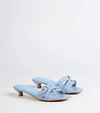 Trendy Steps Buckle Strap Kitten Heel Mules