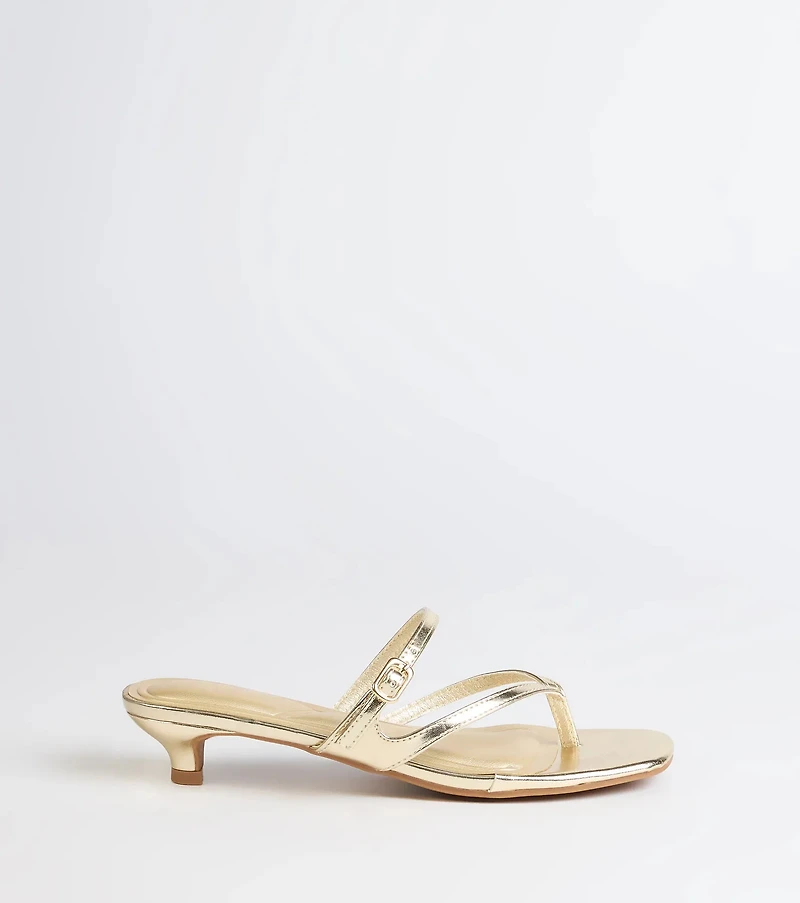 Chic Trend Thong Strap Kitten Heel Mules