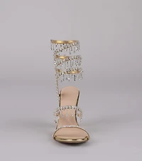 Keep It Gorgeous Rhinestone Spiral Block Heels