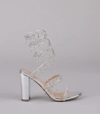 Keep It Gorgeous Rhinestone Spiral Block Heels