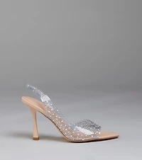 Clear Goals Rhinestone Pearl Slingback Pumps