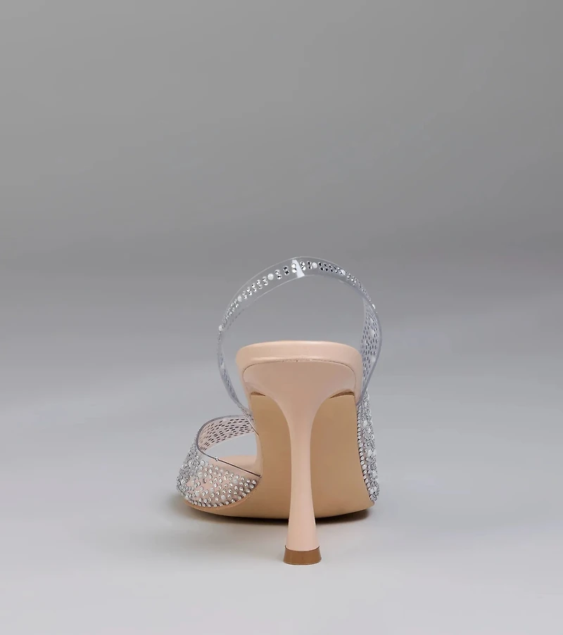 Clear Goals Rhinestone Pearl Slingback Pumps