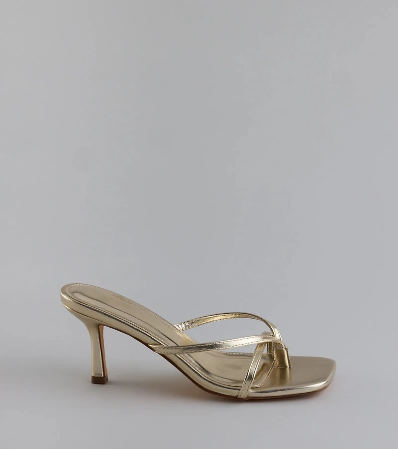 Out And About Strappy Thong Stiletto Mules