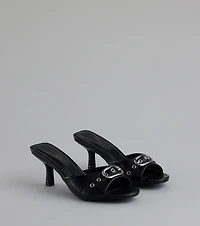 Brunch To Cocktails Buckle Stiletto Mules