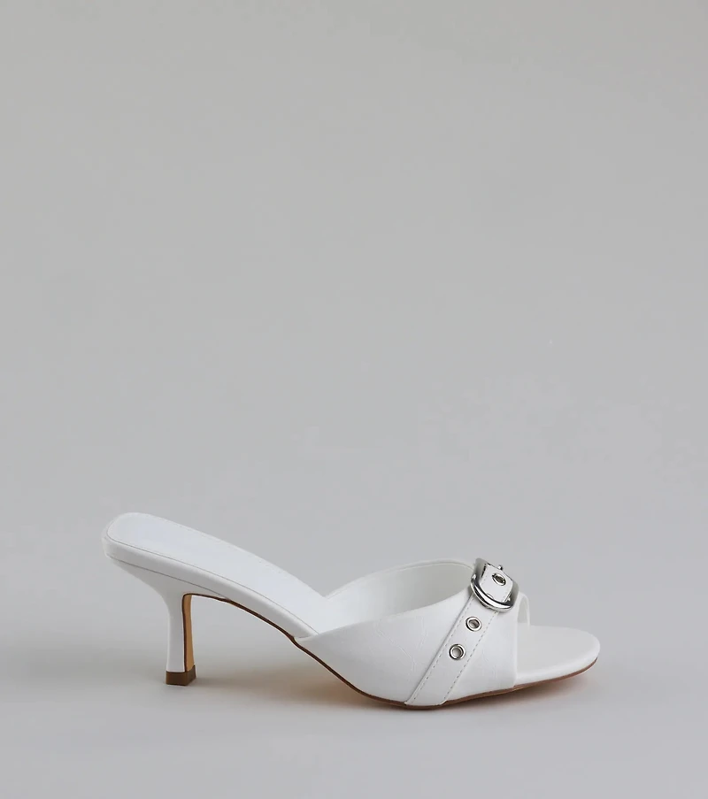 Brunch To Cocktails Buckle Stiletto Mules