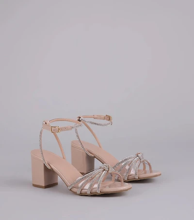 Sparkle Agenda Rhinestone Strappy Block Heels
