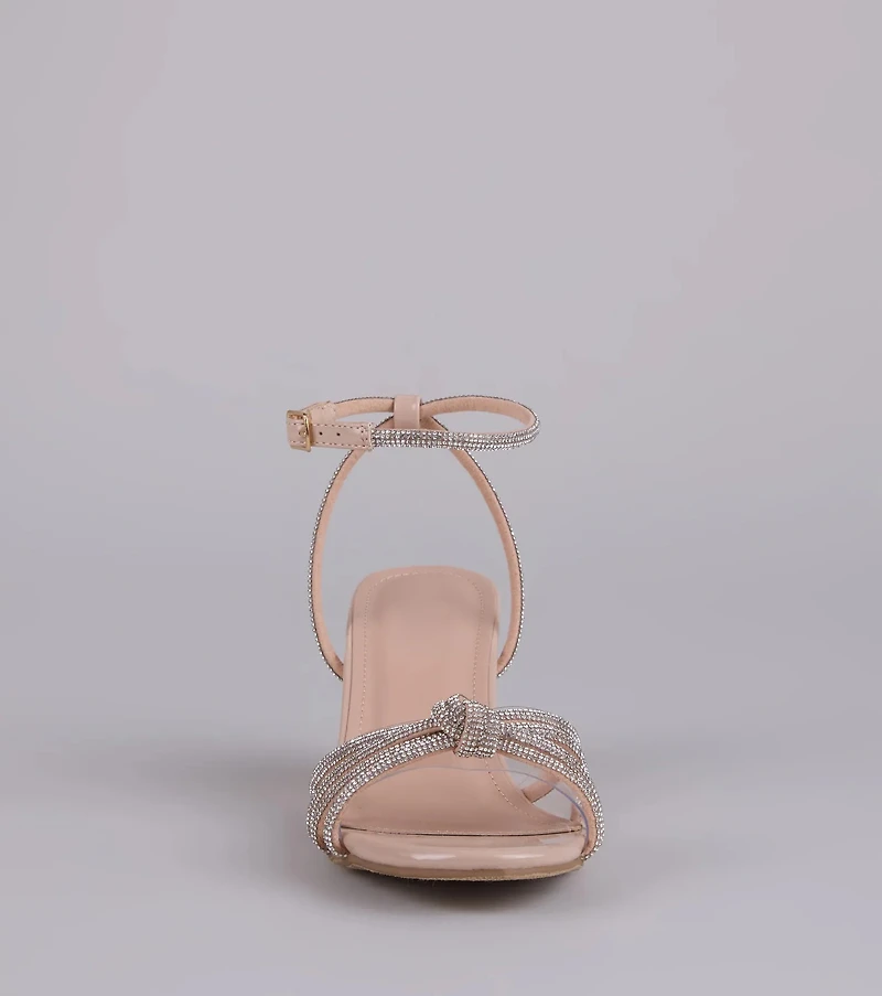 Sparkle Agenda Rhinestone Strappy Block Heels