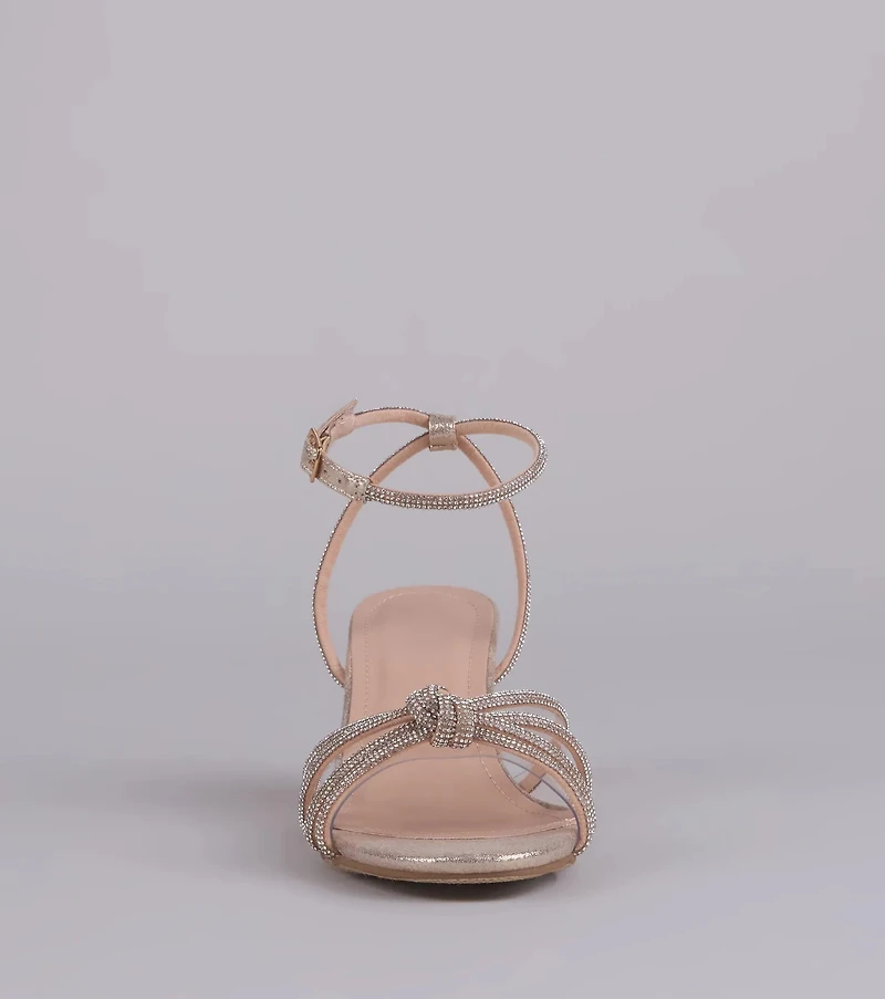 Sparkle Mode Rhinestone Strappy Glitter Block Heels