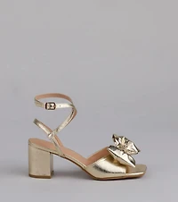 Sweeter Than Ever Metallic Bow Block Heels