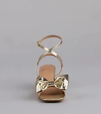 Sweeter Than Ever Metallic Bow Block Heels