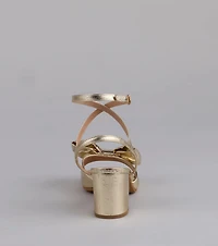Sweeter Than Ever Metallic Bow Block Heels