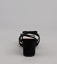 All Day Cute Bow Strap Block Heel Mules