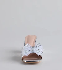 Sweet Glamour Rhinestone Bow Mules