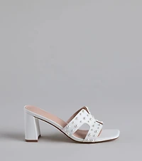 Playful Poise Pearl Block Heel Mules