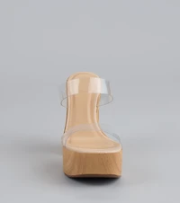 Walk Tall Clear Strap Platform Block Heels