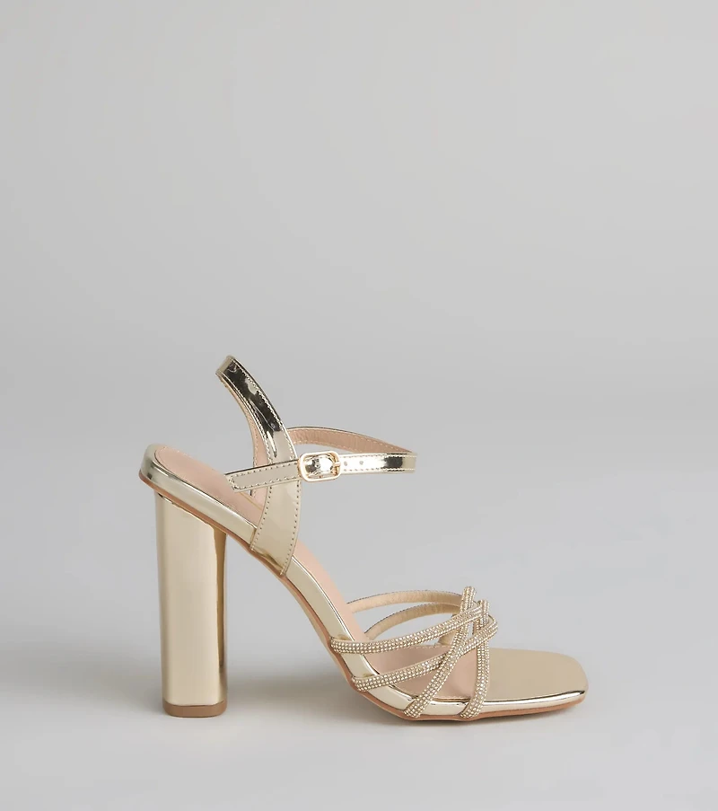 Glow Getter Twisted Rhinestone Heels