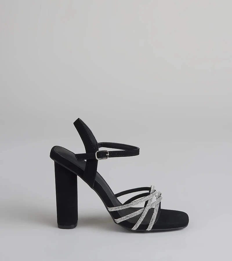 Glow Getter Twisted Rhinestone Heels