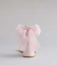 So Pretty Chiffon Bow Satin Block Heels