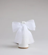 So Pretty Chiffon Bow Satin Block Heels