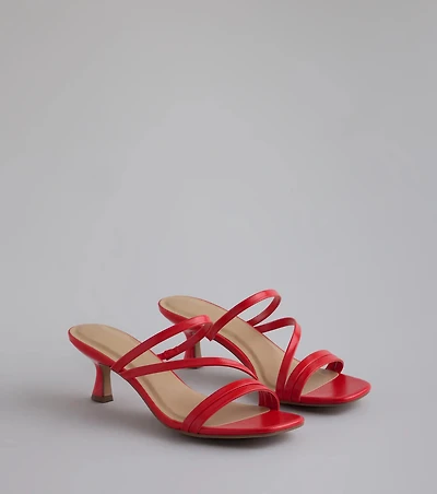 Cute Attitude Strappy Kitten Heel Mules