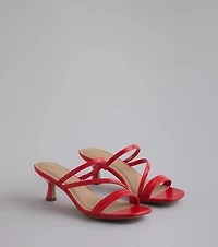Cute Attitude Strappy Kitten Heel Mules