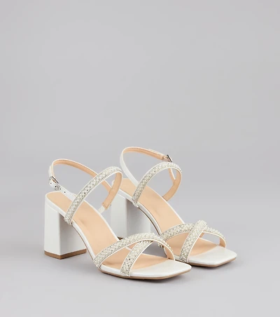 Shine All Night Pearl Rhinestone Block Heels