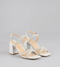 Shine All Night Pearl Rhinestone Block Heels