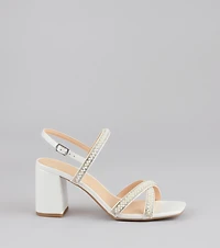 Shine All Night Pearl Rhinestone Block Heels