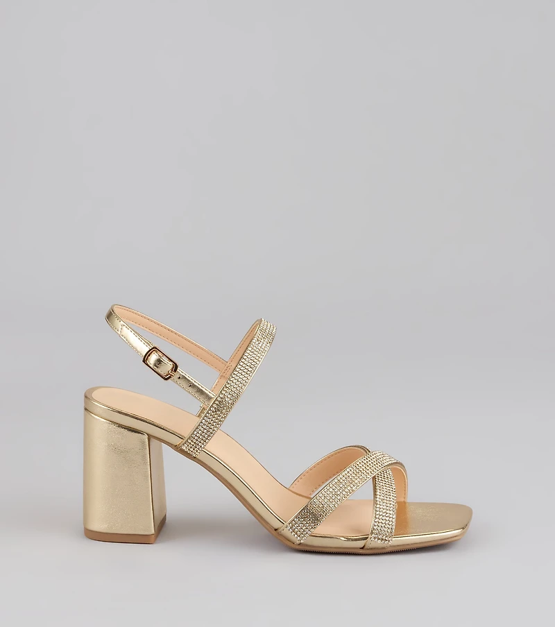 Night Luxe Rhinestone Block Heels