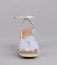 Glam Bloom Flower Strap Kitten Heels