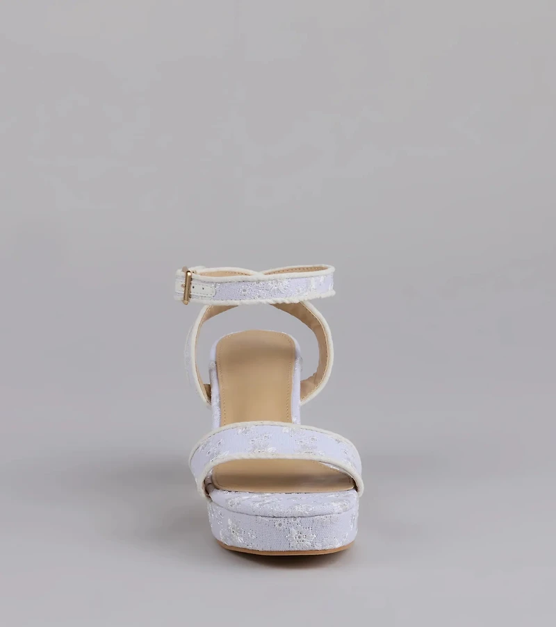 Stroll The Town Eyelet Platform Block Heels