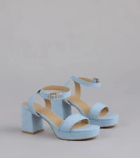 Stroll The Town Eyelet Platform Block Heels