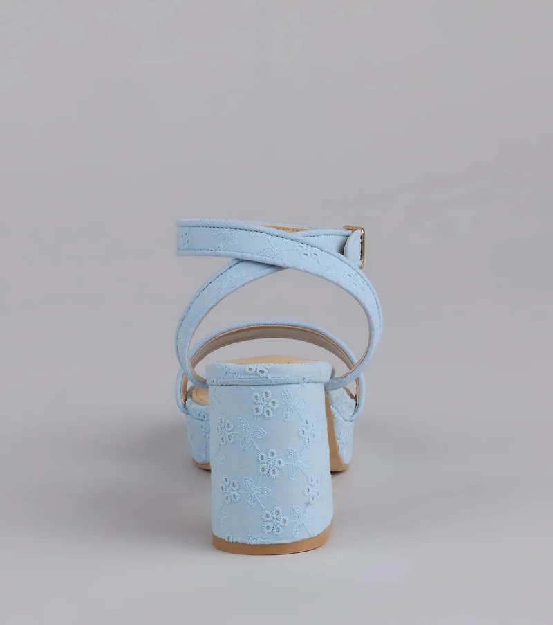 Stroll The Town Eyelet Platform Block Heels