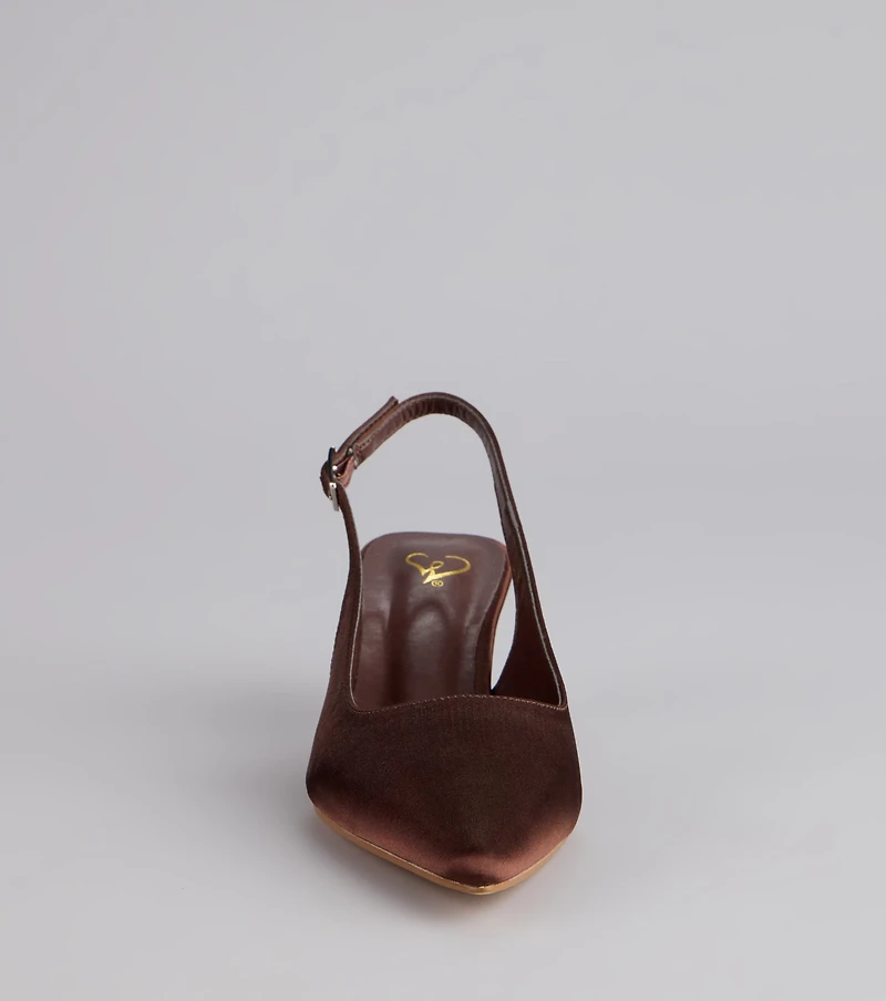 Princess Calling Satin Slingback Heels