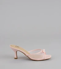 Dainty Drama Mesh Bow Kitten Mules