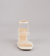Chic And Polished Pearl Satin Block Heels