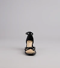 City Lights Bow Grommet Block Heels