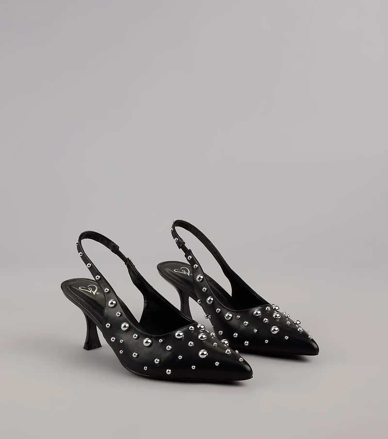 Edge Play Studded Slingback Pumps