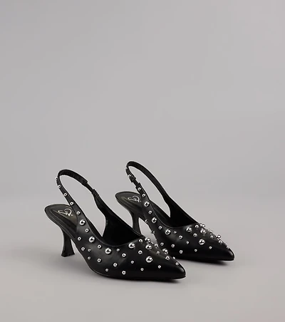 Edge Play Studded Slingback Pumps