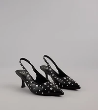 Edge Play Studded Slingback Pumps