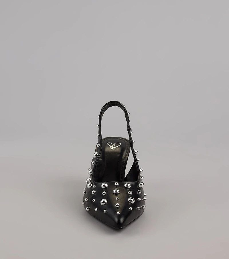 Edge Play Studded Slingback Pumps