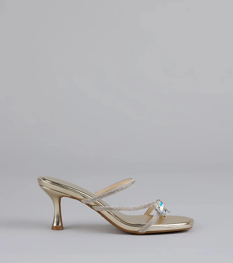 Butterfly Kisses Rhinestone Metallic Heels