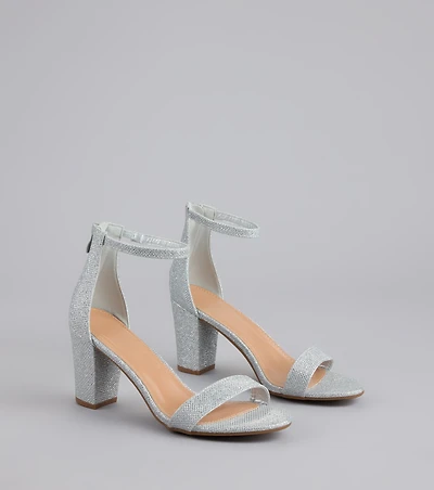 Cue The Compliments Glitter Block Heels